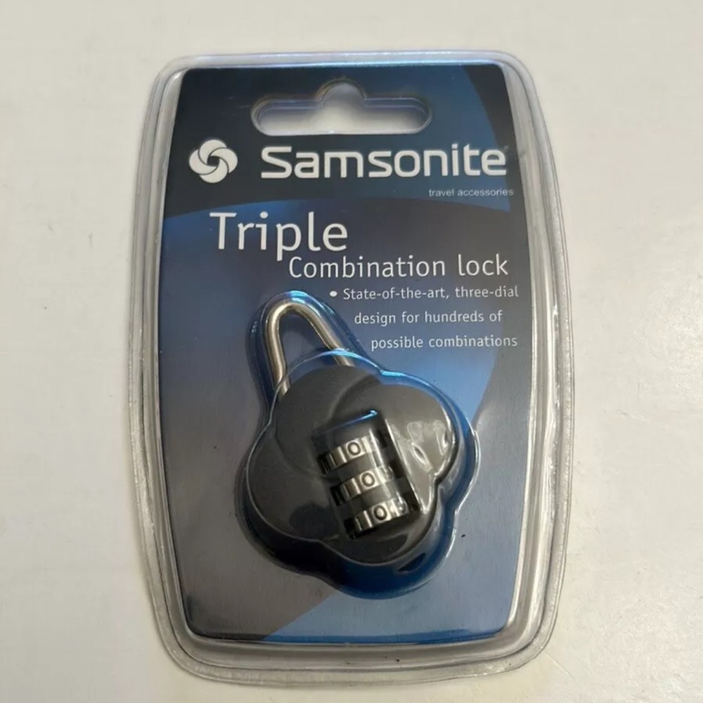 Samsonite Travel Triple Combination Luggage Lock; Charcoal Grey